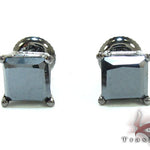 Black Gold Princess Cut Prong Black Diamond Earrings 23287 - Image 1