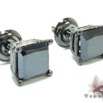 Black Gold Princess Cut Prong Black Diamond Earrings 23287 - Image 2
