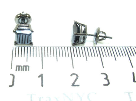 Black Gold Princess Cut Prong Black Diamond Earrings 23287 - Image 6