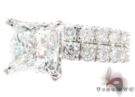 White Gold Princess Round Cut Prong Diamond Wedding Ring Set 24887 - Image 4