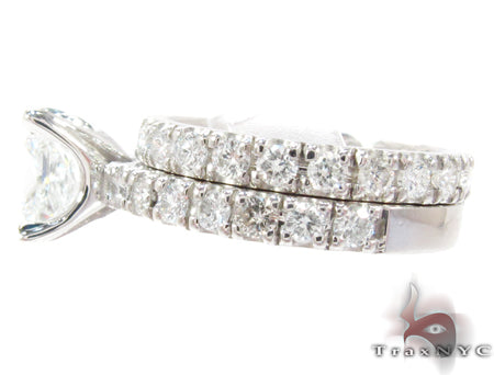 White Gold Princess Round Cut Prong Diamond Wedding Ring Set 24887 - Image 6