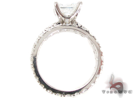 White Gold Princess Round Cut Prong Diamond Wedding Ring Set 24887 - Image 7