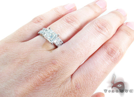 White Gold Princess Round Cut Prong Diamond Wedding Ring Set 24887 - Image 9