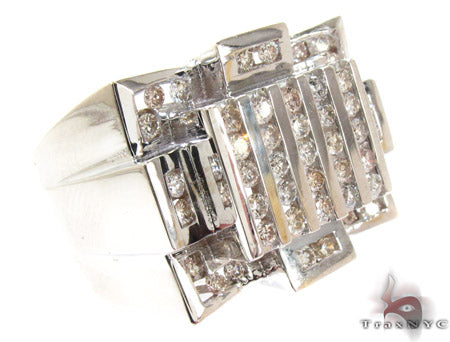 10K White Gold Round Cut Channel Diamond Crown Ring, photo 2 of 8