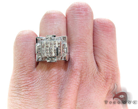 10K White Gold Round Cut Channel Diamond Crown Ring, photo 8 of 8