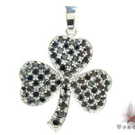 White Gold Round Cut Prong Black Diamond Clover Pendant 24855 - Image 1