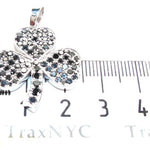 White Gold Round Cut Prong Black Diamond Clover Pendant 24855 - Image 6