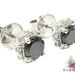 White Gold Round Cut Prong Black and White Diamond Earrings 24828 - Image 2