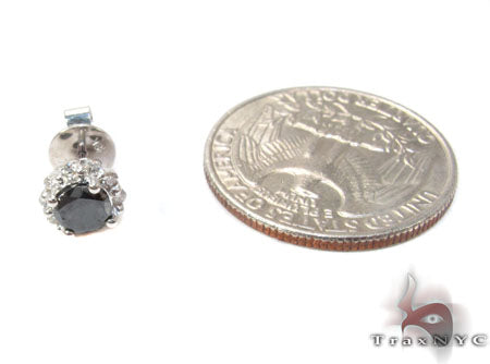14K White Gold Round Cut Prong Black and White Diamond Earrings, photo 5 of 6