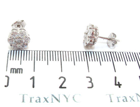 White Gold Round Cut Prong Diamond Cluster Earrings 24052 - Image 5