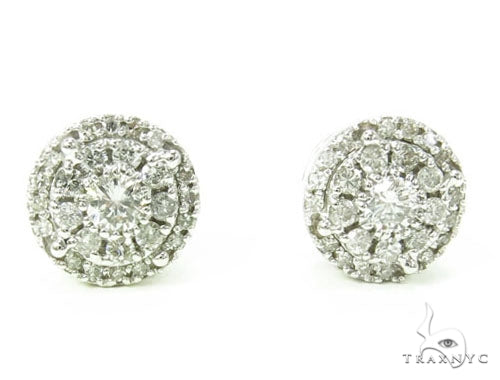 White Gold Round Cut Prong Diamond Earrings 23421 - Image 1