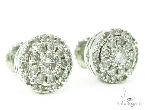 White Gold Round Cut Prong Diamond Earrings 23421 - Image 2