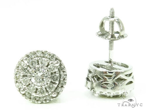 White Gold Round Cut Prong Diamond Earrings 23421 - Image 4