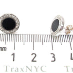 White Gold Round Cut Prong Diamond Onyx Earrings 24681 - Image 6