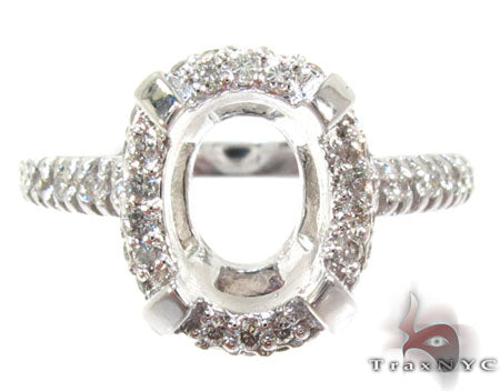 White Gold Round Cut Prong Diamond Semi Mount Ring 25103 - Image 2
