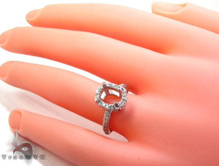 White Gold Round Cut Prong Diamond Semi Mount Ring 25103 - Image 9
