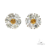 White Sapphire Orange Center Flower Earrings 67144 - Image 1