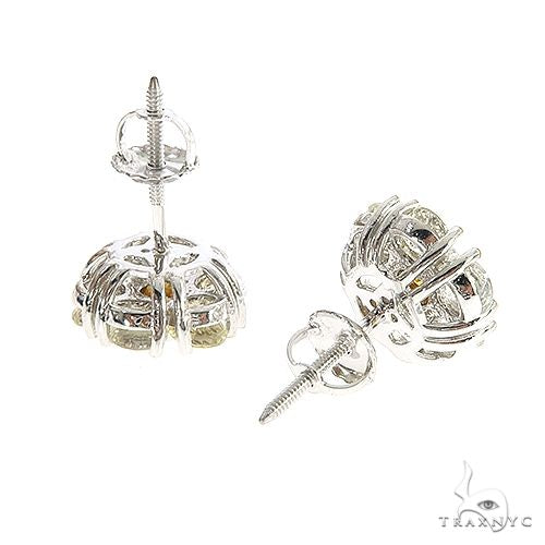 White Sapphire Orange Center Flower Earrings 67144 - Image 3