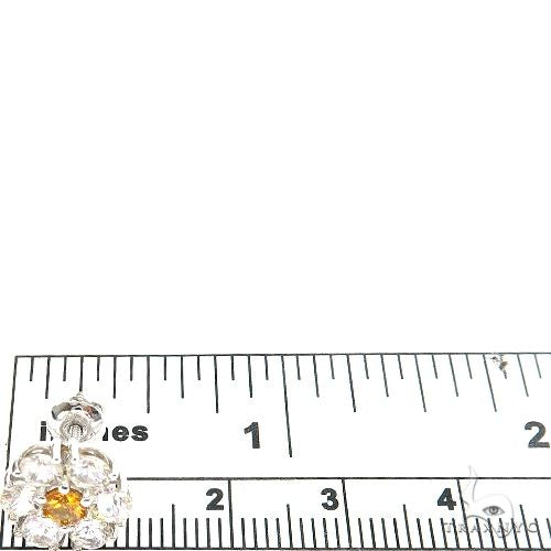 White Sapphire Orange Center Flower Earrings 67144 - Image 4