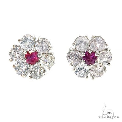 Frost Blossom Flower Sapphire Earrings 67132 - Image 1