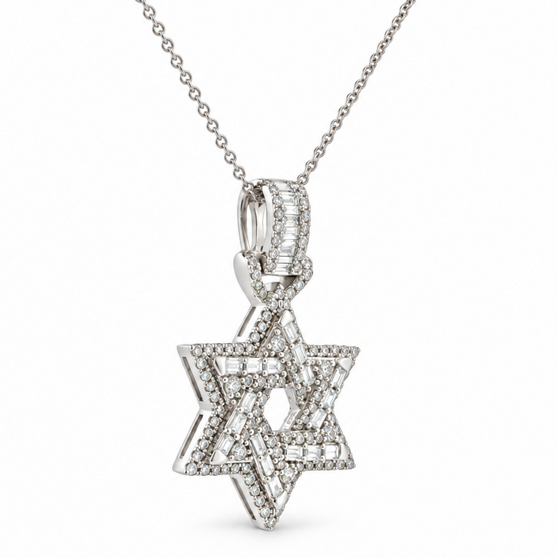 White Light David Star Necklace 71832