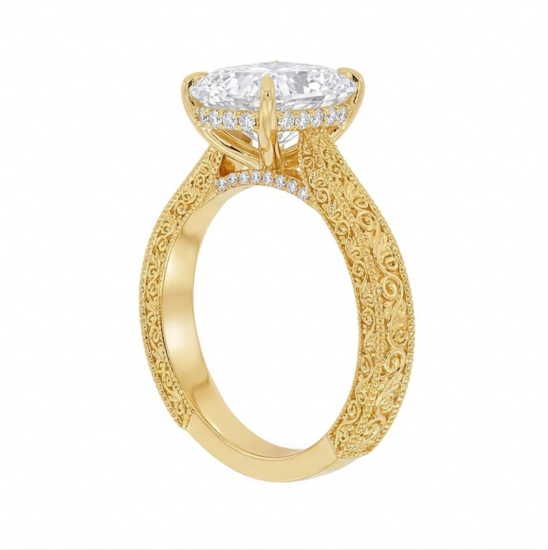 Willow Hidden Halo Engagement Ring in 14K gold, view 4