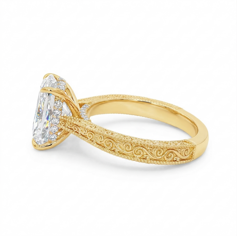 Willow Hidden Halo Engagement Ring in 14K gold, view 3