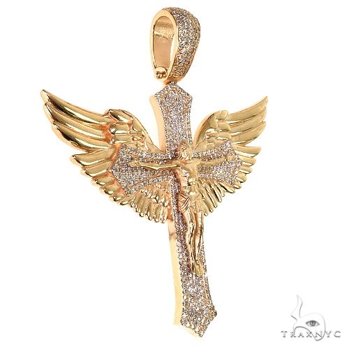Wings of Faith Diamond Jesus Cross Pendant 69718 | TraxNYC