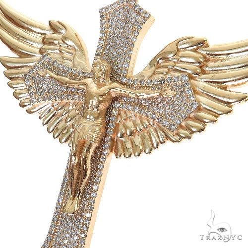 14K Gold Wings of Faith Diamond Jesus Cross Pendant, photo 3 of 7