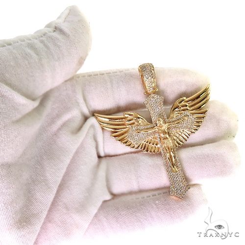 Wings of Faith Diamond Jesus Cross Pendant 69718 | TraxNYC