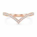 14k rose gold chevron wedding band with pave diamonds