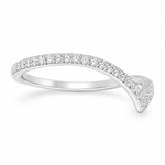 14k white gold chevron wedding band with pave diamonds