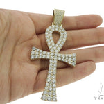 XL Ankh Pave Diamond Cross Crucifix Pendant 45569 - Image 5