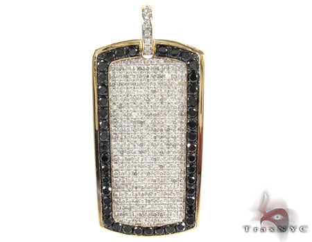 XL Black Outline Pave Diamond Dog Tag 27937 - Image 1