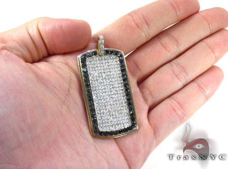 XL Black Outline Pave Diamond Dog Tag 27937 - Image 6