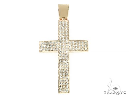 Yellow gold Achilles cross pendant with round diamonds
