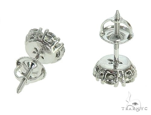 14K White Gold Diamond Stud Flower Earrings 16801 - Image 4