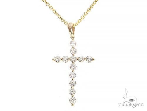 14K Gold Enzo Diamond Cross Necklace 0.98ct | TraxNYC