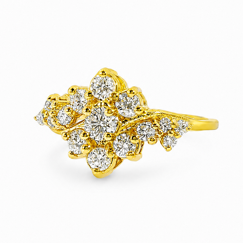 YG Flower Bouquet Ring in 14K gold, view 4