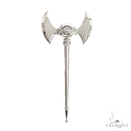Yu-Gi-Oh Millennium Rod pendant in gold-tone metal – detailed staff design, front view