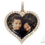 14k Yellow Gold Custom Photo Heart Pendant 1 Inch 64640 - Image 1