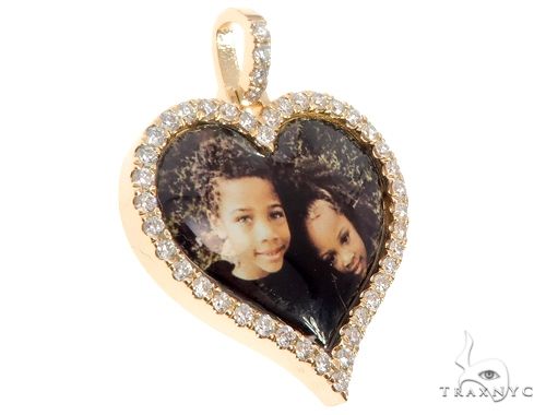 14k Yellow Gold Custom Photo Heart Pendant 1 Inch 64640 - Image 2