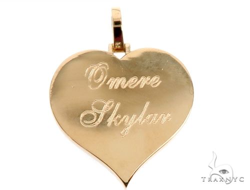 14k Yellow Gold Custom Photo Heart Pendant 1 Inch 64640 - Image 3