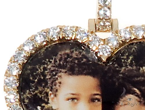14k Yellow Gold Custom Photo Heart Pendant 1 Inch 64640 - Image 4