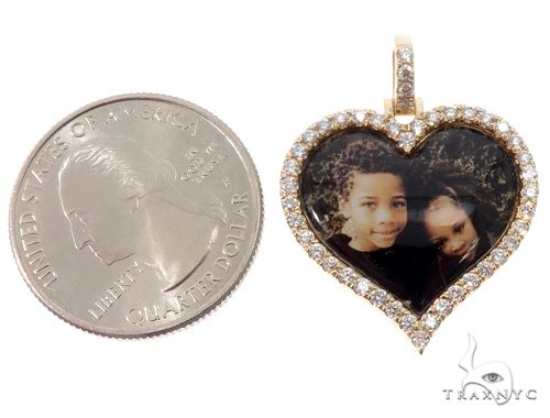 14k Yellow Gold Custom Photo Heart Pendant 1 Inch 64640 - Image 5