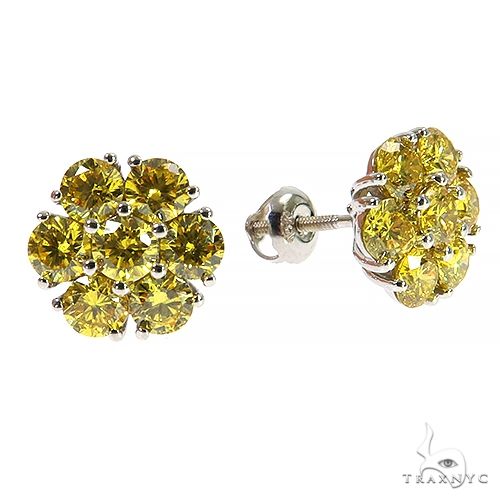 Yellow Diamond Flower Earrings (Lab) 68174 - Image 2