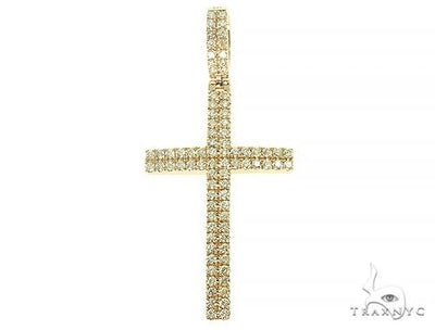 14K Gold 2 Row Diamond Cross 66175 - Image 1