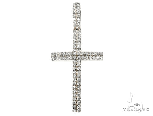 14K Gold 2 Row Diamond Cross, view 2