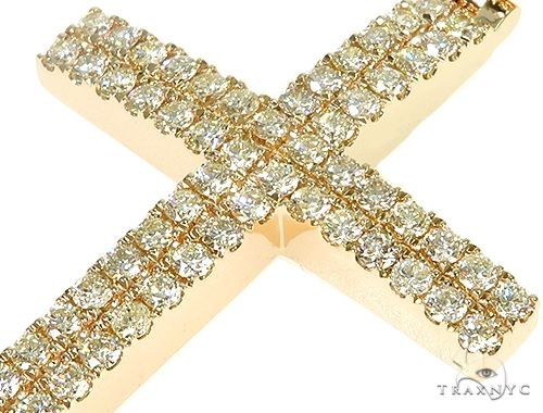 14K Gold 2 Row Diamond Cross 66175 - Image 4