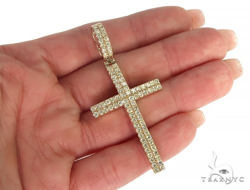 14K Gold 2 Row Diamond Cross, photo 6 of 8